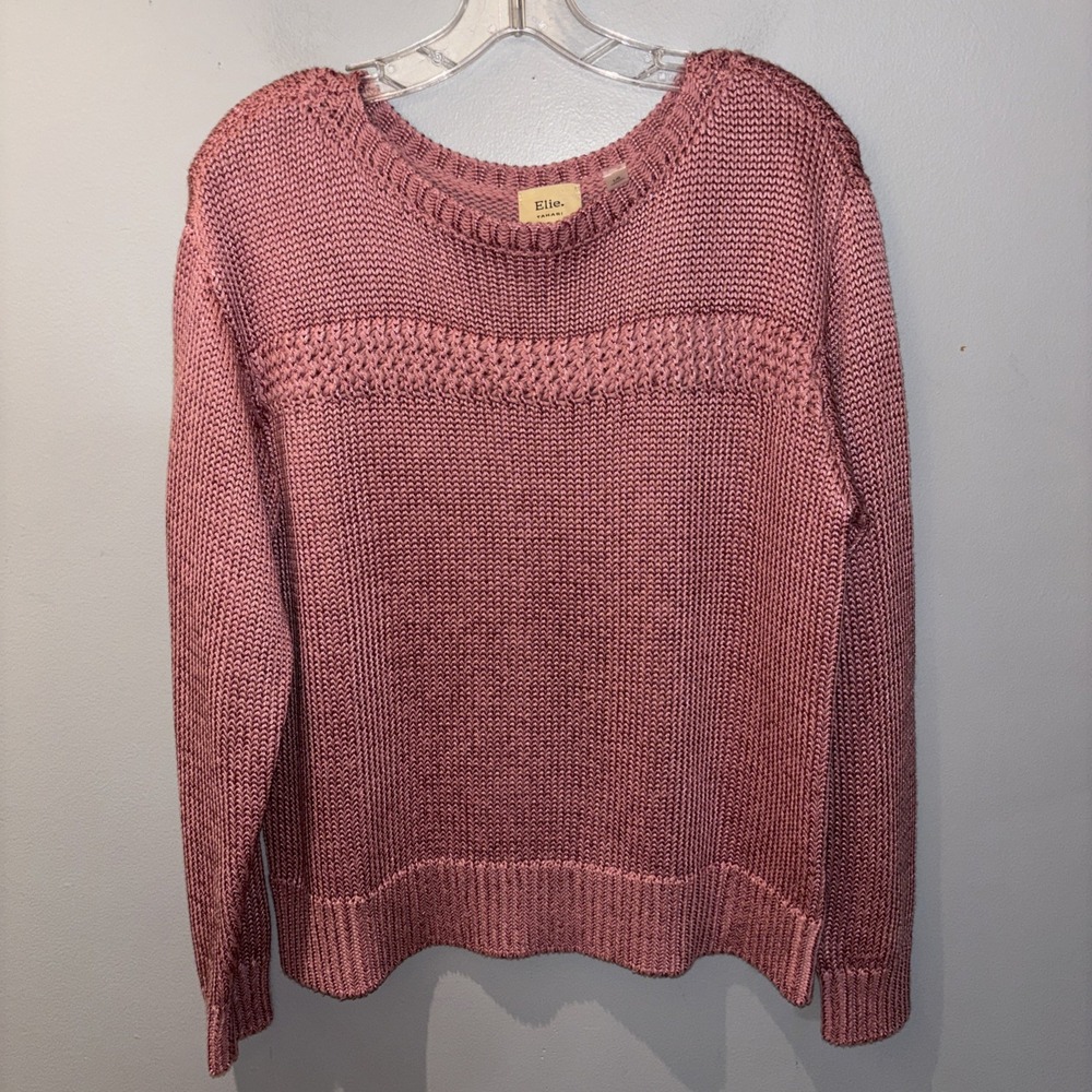 Elie Tahari  Knit Ribbed Texture Pullover  Pink Sweater Women's Large